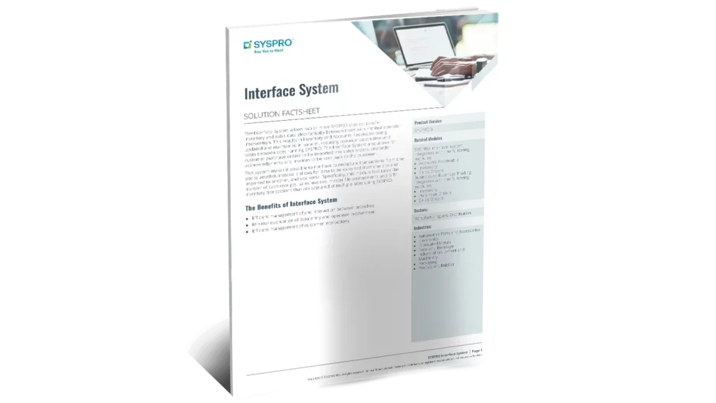 Interface System Factsheet - SYSPRO ERP Software